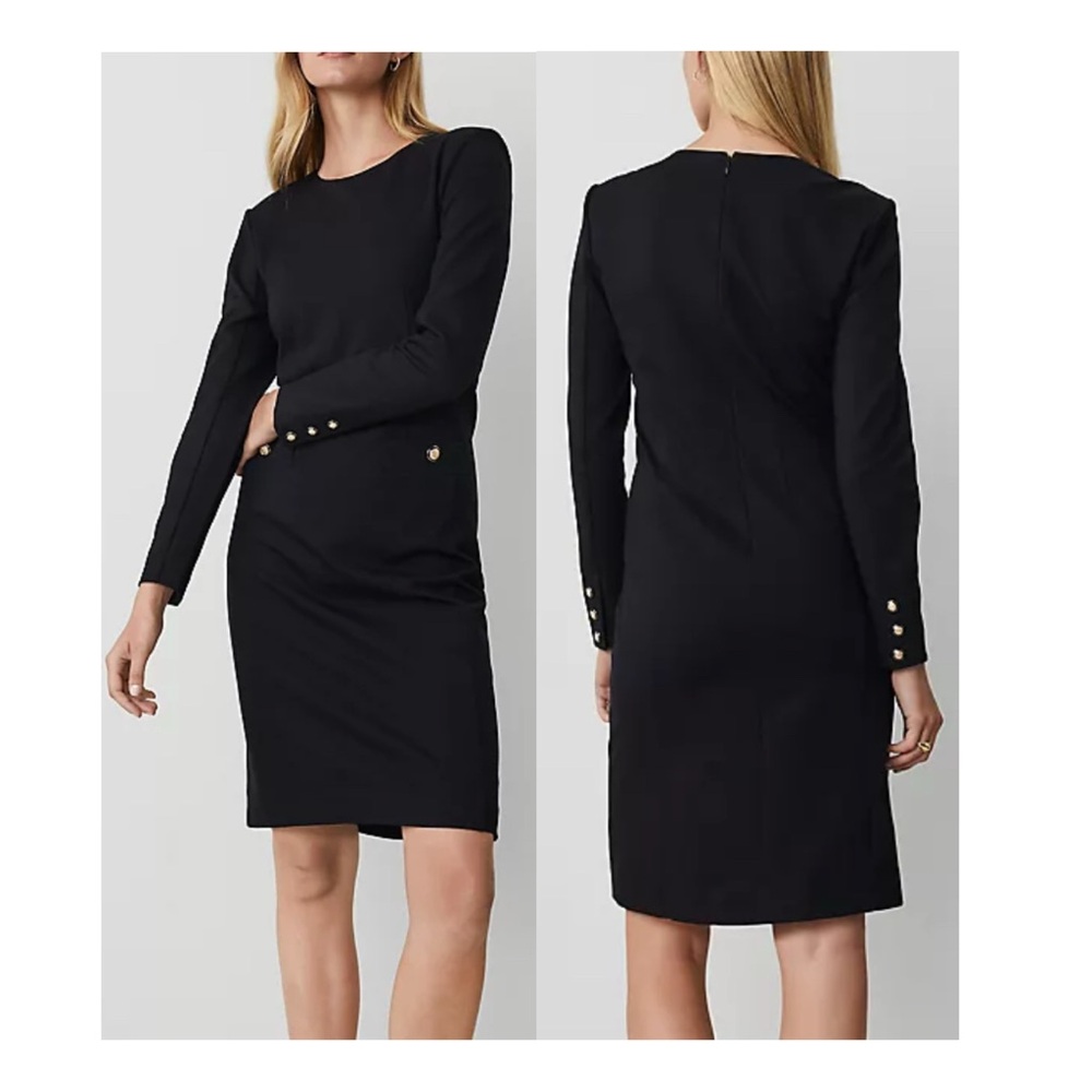 NWT • Ann Taylor Black Long Sleeve Dress • Size Petite 6